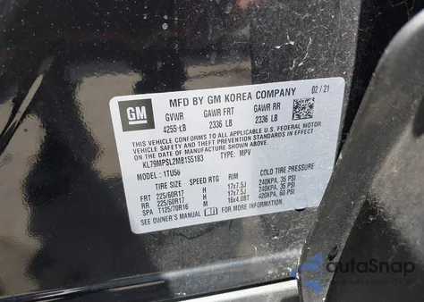 2021 Chevrolet Trailblazer Fwd Lt z USA, uszkodzony, nr VIN KL79MPSL2MB155183